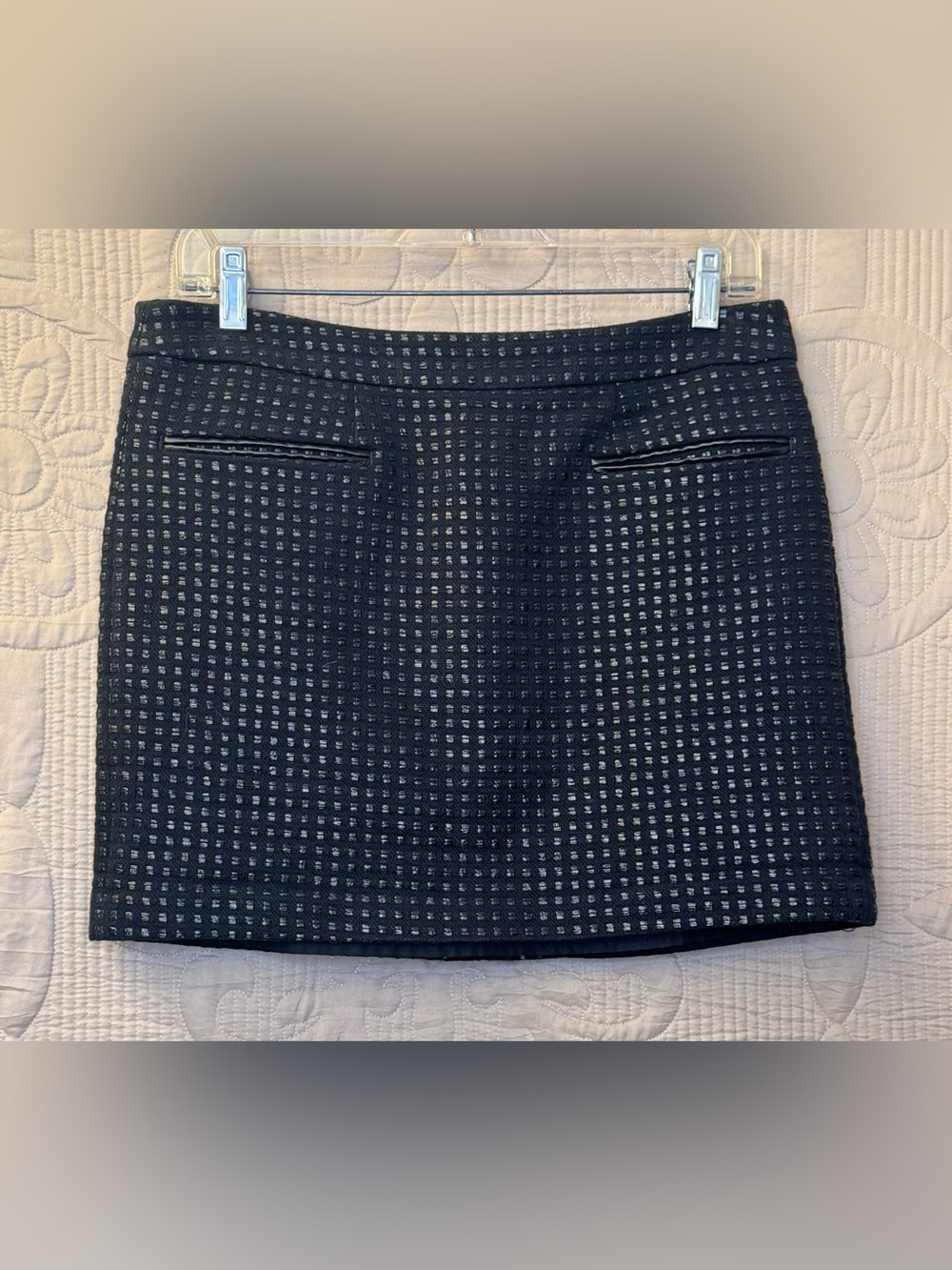 GAP Black Textured Mini Skirt with Subtle Square Pattern